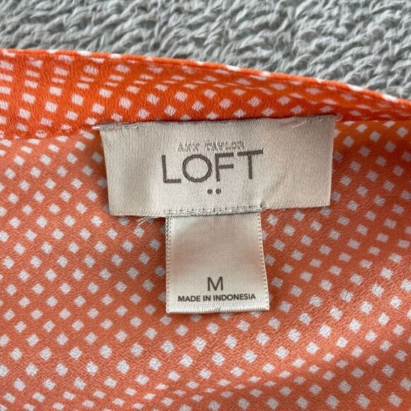 Ann Taylor Loft Womens Sleeveless Button-Up Orange Polka Dot Blouse Size M 3642 - Picture 3 of 8